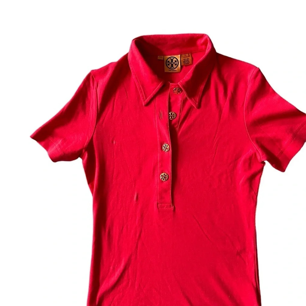 Tory Burch Pink Short Sleeve Polo Shirt. Sz: M